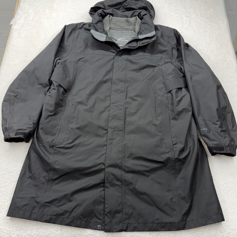 Eddie Bauer WeatherEdge Mens XXL Black Parka Jacket Removable Liner Waterproof